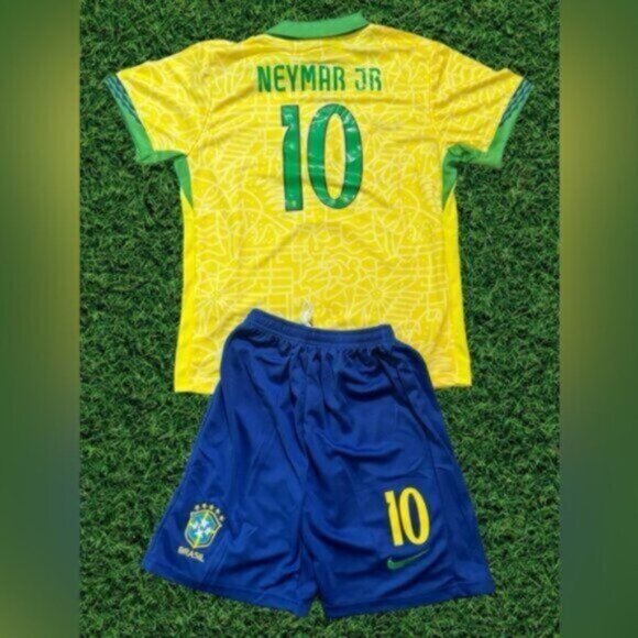 NEW Brazil Neymar Jr #10 HOME KIDS Soccer Jersey KIT - Picture 1 of 2